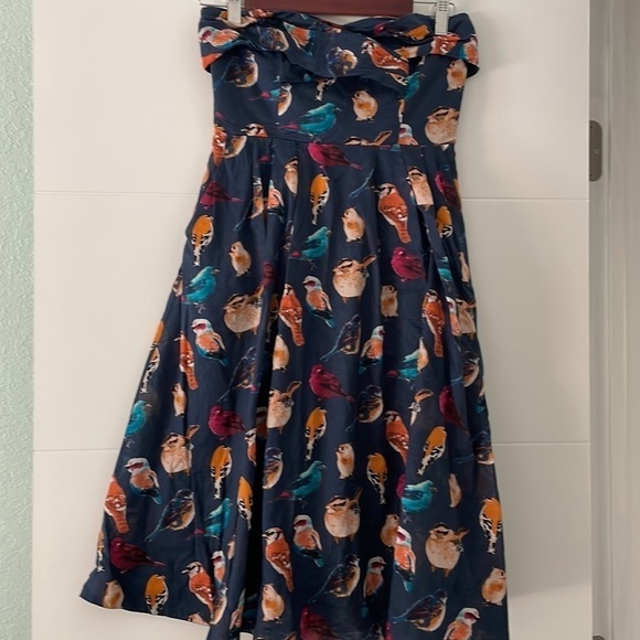 Anthropologie "Native birds "strapless birdie novelty print Quirky Adorable Y2K - Picture 3 of 12